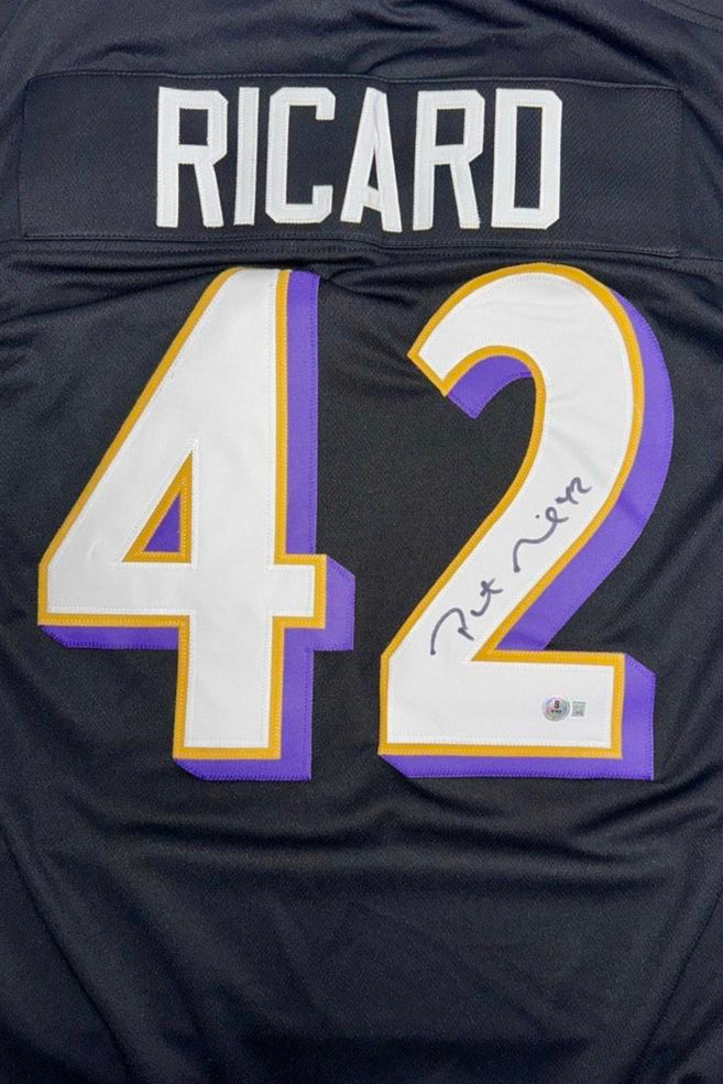 Patrick Ricard Signed Custom Black Ravens Jersey - Beckett COA #01